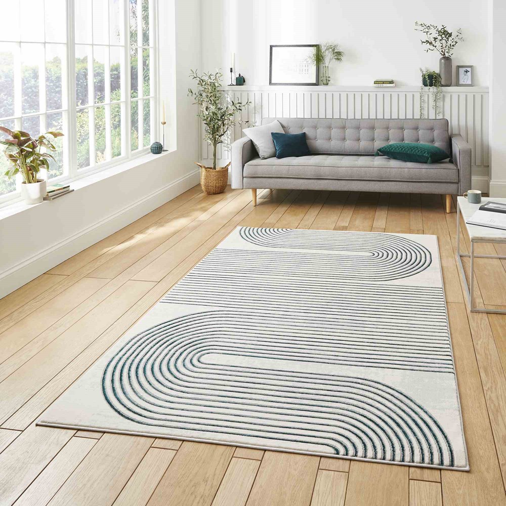 Apollo 2683 Modern Art Deco Geometric Rugs in Grey Green